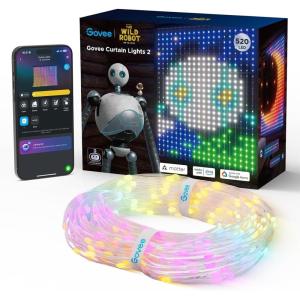 imageGovee x The Wild Robot Curtain Lights 2 520 LED Smart LED Curtain Lights with DIY GIF AIGC NonSplicable RGBIC Color Changing Holiday Lights for Indoor Outdoor Bedroom Window Decor 4966ft49 x 66FT