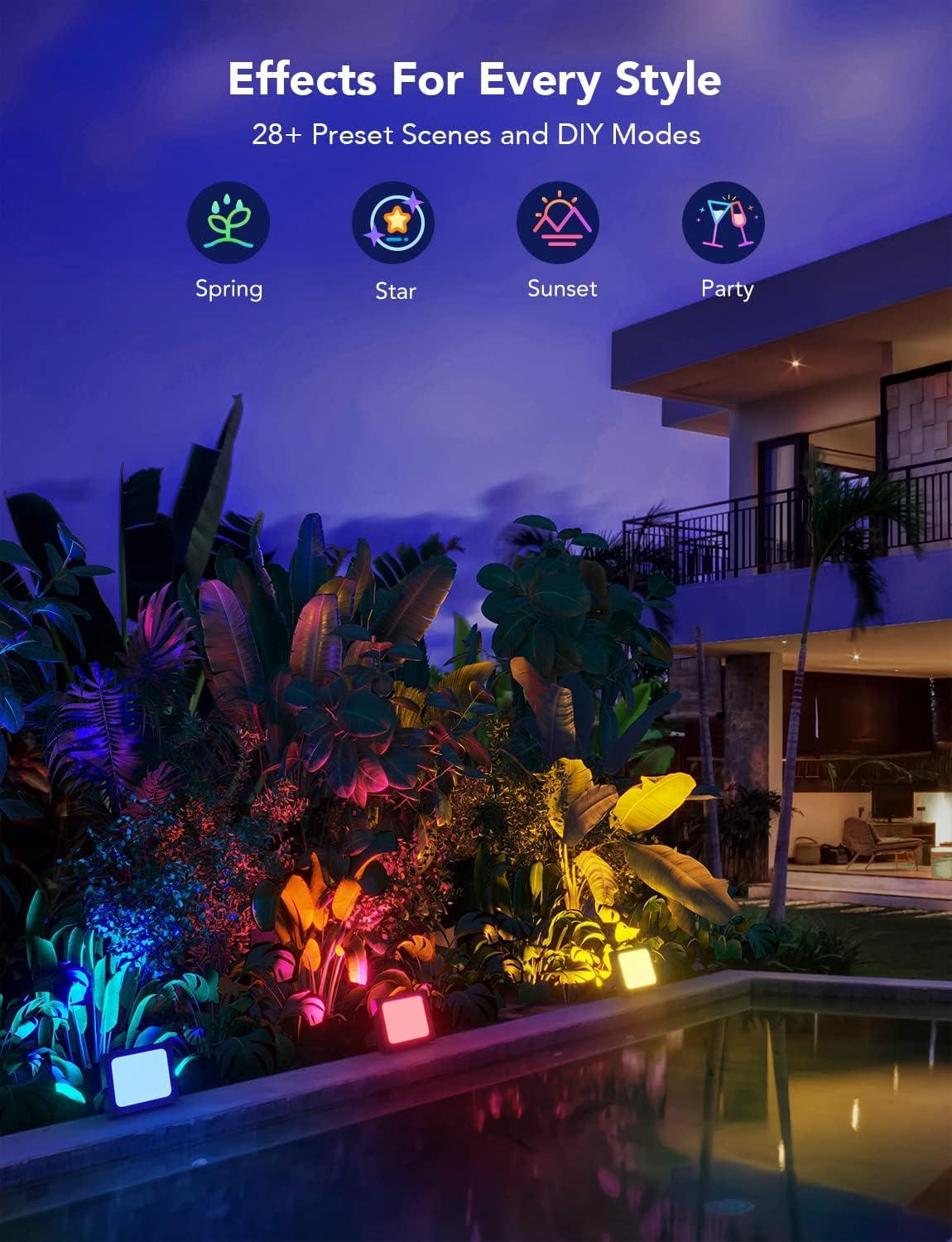 imageGovee Outdoor Lights Flood Lights Uplight 2 in 1 LED Low Voltage Landscape Lighting IP65 Pathway Lights with App Control Garden Yards Holiday Decor Wired 4 Pack6 pack