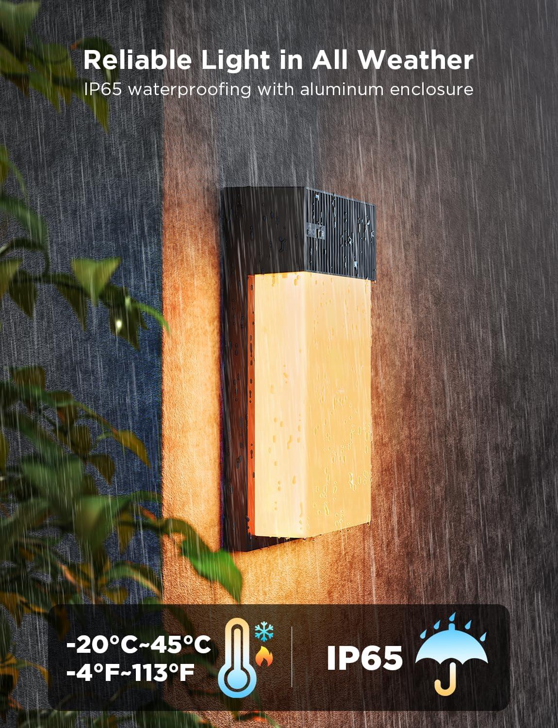 imageGovee Outdoor Wall Light 1500LM Smart RGBIC Porch Lights Outdoor with 45 Scene Modes IP65 Waterproof for Outdoor Decor DIY Lighting Effects Works with Alexa Google Assistant and Matter 2 Pack2