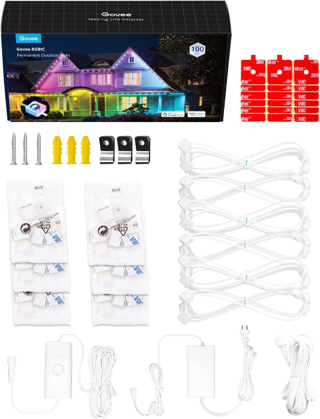 imageGovee Permanent Outdoor Lights Smart RGBIC Outdoor Decor with 75 Scene Modes 100ft with 72 LED Lights IP67 Waterproof for Outdoor Decorations Work with Alexa Google Assistant WhiteWhite
