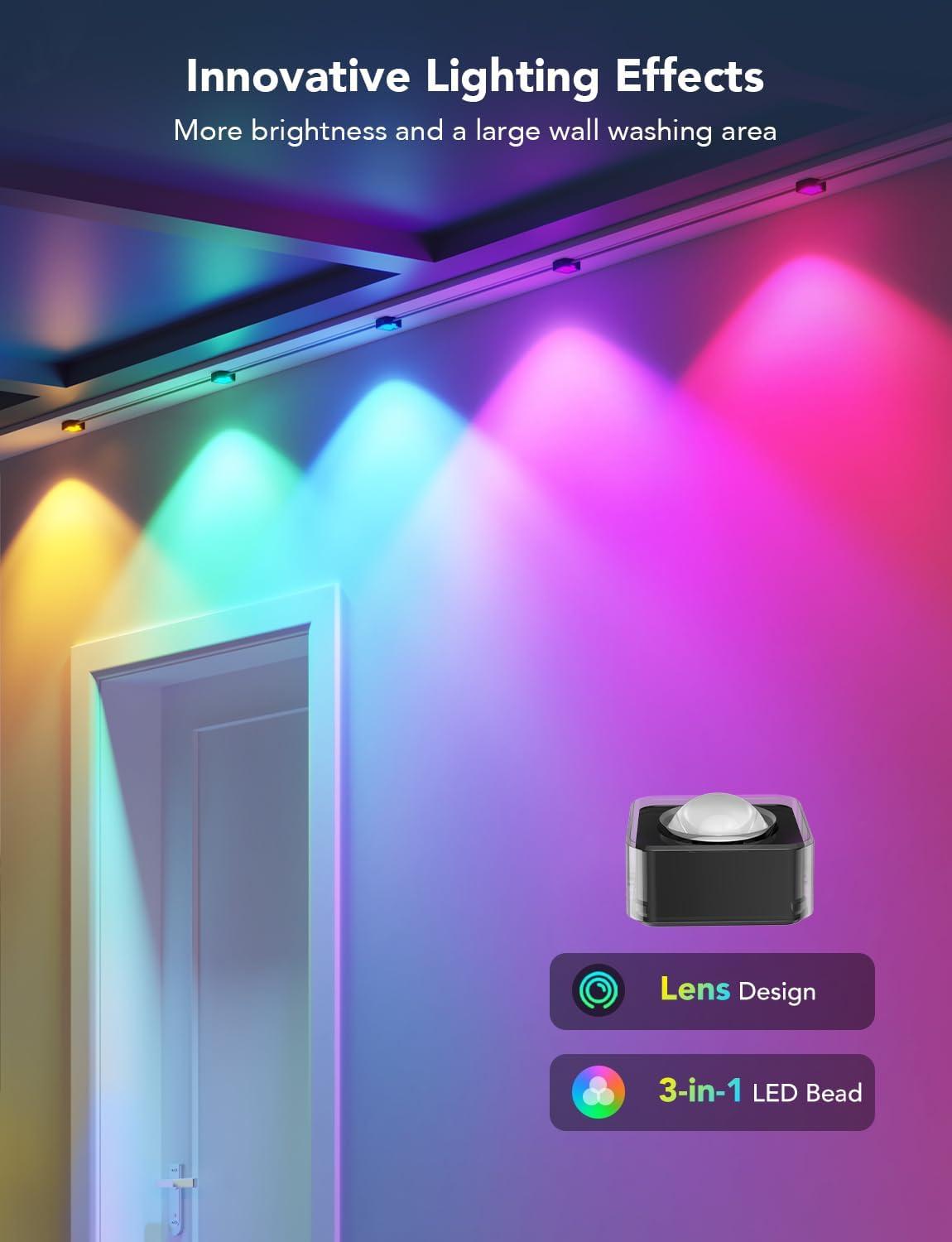 imageGovee Permanent Outdoor Lights Smart RGBIC Outdoor Decor with 75 Scene Modes 100ft with 72 LED Lights IP67 Waterproof for Outdoor Decorations Work with Alexa Google Assistant WhiteBlack