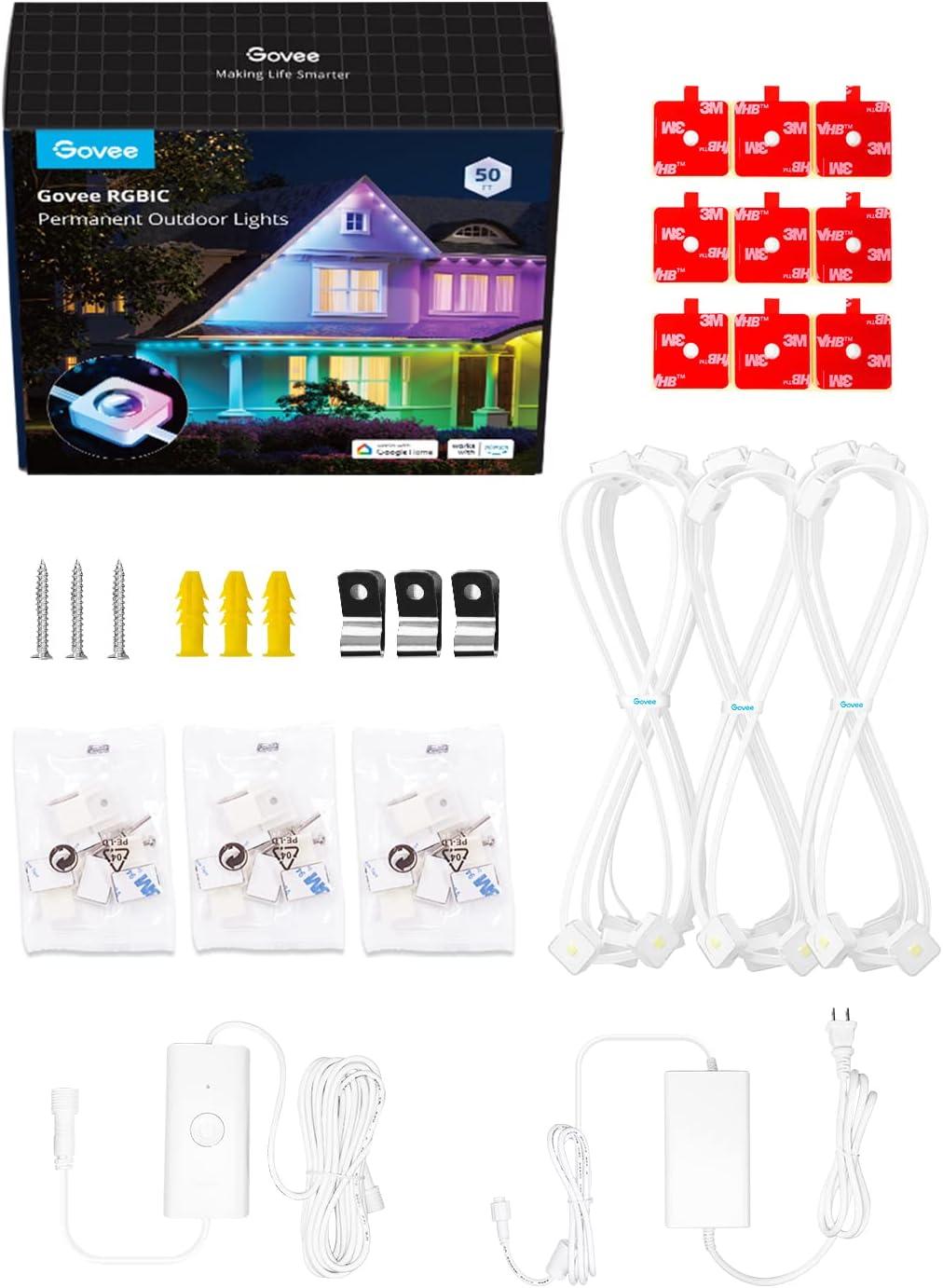 imageGovee Permanent Outdoor Lights Smart RGBIC Outdoor Decor with 75 Scene Modes 100ft with 72 LED Lights IP67 Waterproof for Outdoor Decorations Work with Alexa Google Assistant WhiteWhite
