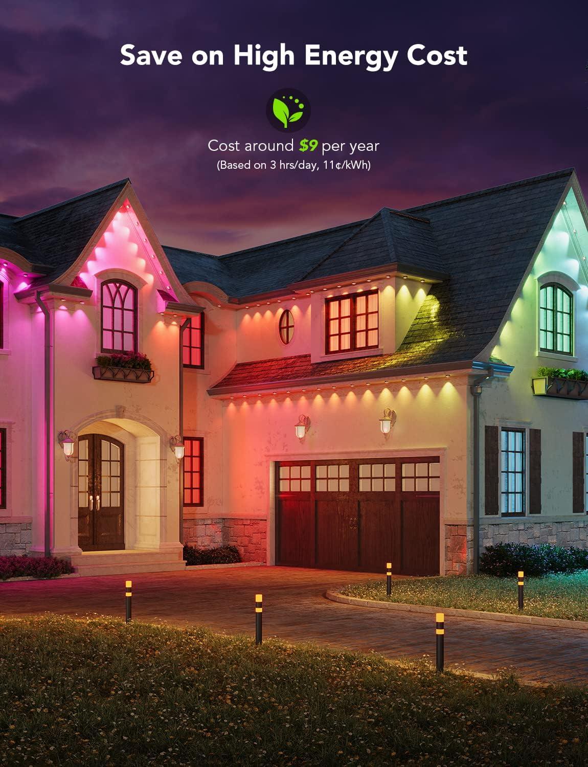 imageGovee Permanent Outdoor Lights Smart RGBIC Outdoor Decor with 75 Scene Modes 100ft with 72 LED Lights IP67 Waterproof for Outdoor Decorations Work with Alexa Google Assistant WhiteWhite