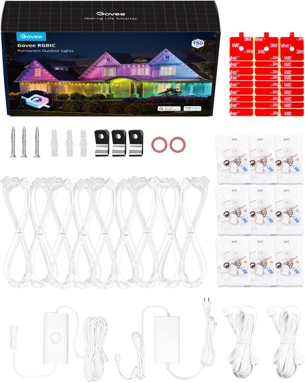 imageGovee Permanent Outdoor Lights Smart RGBIC Outdoor Decor with 75 Scene Modes 100ft with 72 LED Lights IP67 Waterproof for Outdoor Decorations Work with Alexa Google Assistant WhiteWhite
