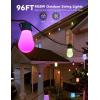 imageGovee Smart Outdoor String Lights H7015 48ft RGBIC Outdoor Lights with 15 Dimmable LED Bulbs IP65 Waterproof Color Changing Warm White Lights with 47 Scene Modes Works with Alexa App Control96ft