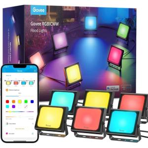 imageGovee Outdoor Lights Flood Lights Uplight 2 in 1 LED Low Voltage Landscape Lighting IP65 Pathway Lights with App Control Garden Yards Holiday Decor Wired 4 Pack6 pack