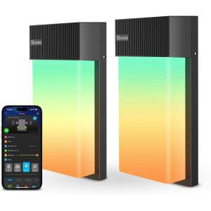imageGovee Outdoor Wall Light 1500LM Smart RGBIC Porch Lights Outdoor with 45 Scene Modes IP65 Waterproof for Outdoor Decor DIY Lighting Effects Works with Alexa Google Assistant and Matter 2 Pack2