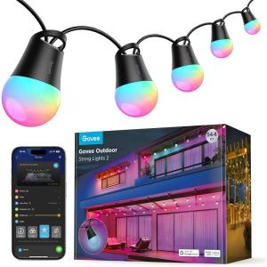 imageGovee Smart Outdoor String Lights 2 144ft RGBIC Outdoor Lights with Dimmable Warm White LED Bulbs for Valentines Day Scene Modes for Patio Backyard IP65 Waterproof Works with Alexa App Control144ft