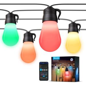imageGovee Smart Outdoor String Lights H7015 48ft RGBIC Outdoor Lights with 15 Dimmable LED Bulbs IP65 Waterproof Color Changing Warm White Lights with 47 Scene Modes Works with Alexa App Control24ft