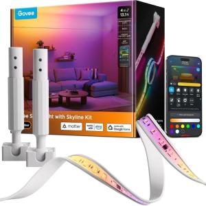 imageGovee Strip Light with Skyline Kit 131ft Smart LED Strip Lights Work with Alexa Google Assistant and Matter RGBWWIC Color Changing Light Strip LED Lights for Bedroom Party Home Decor131ft