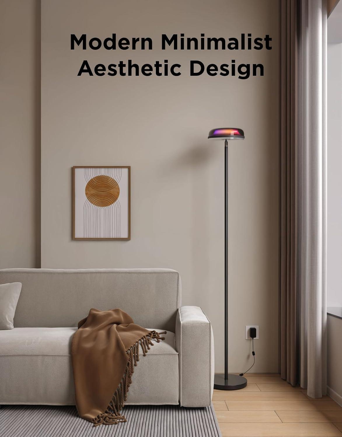 imageGovee Uplighter Floor Lamp for Living Room RGBIC Ripple Projector Smart Floor Lamp for Bedroom Works with Matter 215 ft Light Area LED Modern Corner Floor Light Warm Cool White Standing Lamp