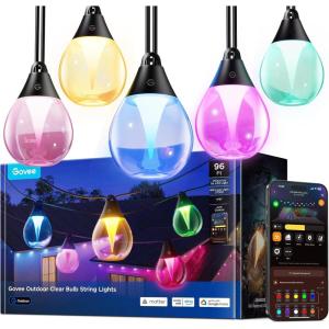 imageGovee Outdoor Clear Bulb String Lights 48ft RGBWIC Outdoor Lights with 15 Dimmable Warm White LED Bulbs 111 Scene Modes for Patio Backyard IP67 Waterproof Works with Alexa Google ampamp Matter96ft