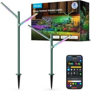 imageGovee Outdoor Garden Lights 2 Pack RGBWWIC Smart LED Pathway Lights for Garden Decor 16 Million Colors and 64 Scenes IP66 Waterproof Outdoor Lamps for Patio Porch Work with Alexa Matter Green