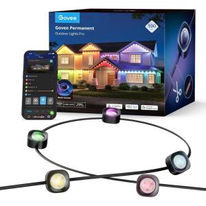 imageGovee Permanent Outdoor Lights Pro 200ft with 120 RGBIC LED Lights for Daily and Accent Lighting 75 Scene Modes for Outdoor Decor IP67 Waterproof Works with Alexa Google Assistant Matter WhiteBlack