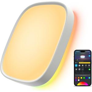 imageGovee Smart Ceiling Light RGBIC LED Square Ceiling Light Fixture Works with Matter 2400LM Flush Mount Light Fixture DIY Colors 2700K6500K Dimmable for Bedroom Living Room 12 Inch 1 Pack