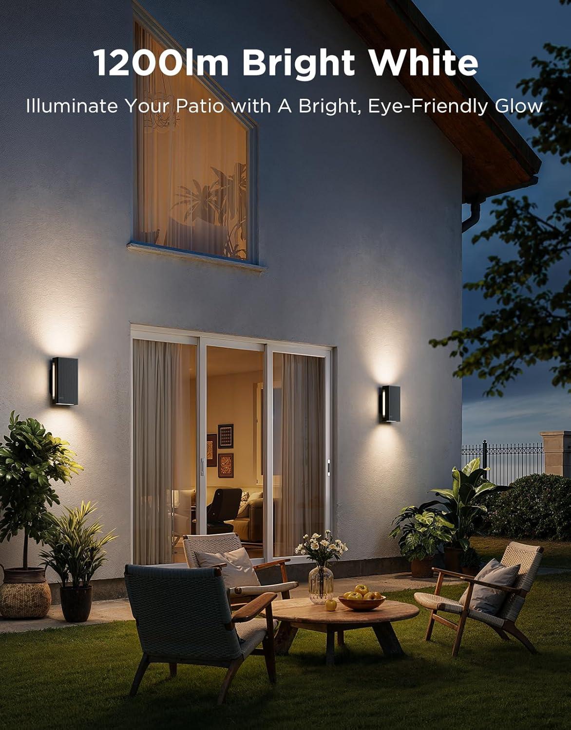 imageGovee Outdoor UpDown Wall Light 2 Pack 1200LM RGBICWW Smart Porch Lights Outdoor with 64 Scene Modes IP66 Waterproof Wall Sconce for Outdoor Decor Works with Alexa Google Assistant and Matter2