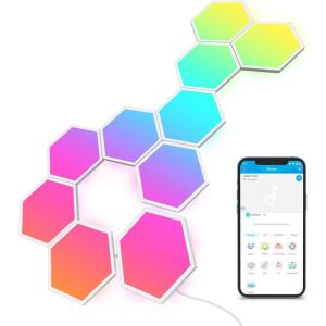 imageGovee Glide Hexa Light Panels RGBIC Hexagon LED Wall Lights WiFi Smart Home Creative Wall Lights with Music Sync Works with Alexa Google Assistant for Indoor Gaming Decor 10 Pack10 panels