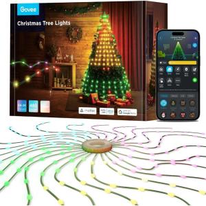 imageGovee Christmas Tree Lights Smart RGBIC 480 LEDs Christmas Lights Outdoor 66ft  24 String Lights for Holiday Decor IP65 Waterproof Music Sync Voice Control 60 Scene Modes Green Wire