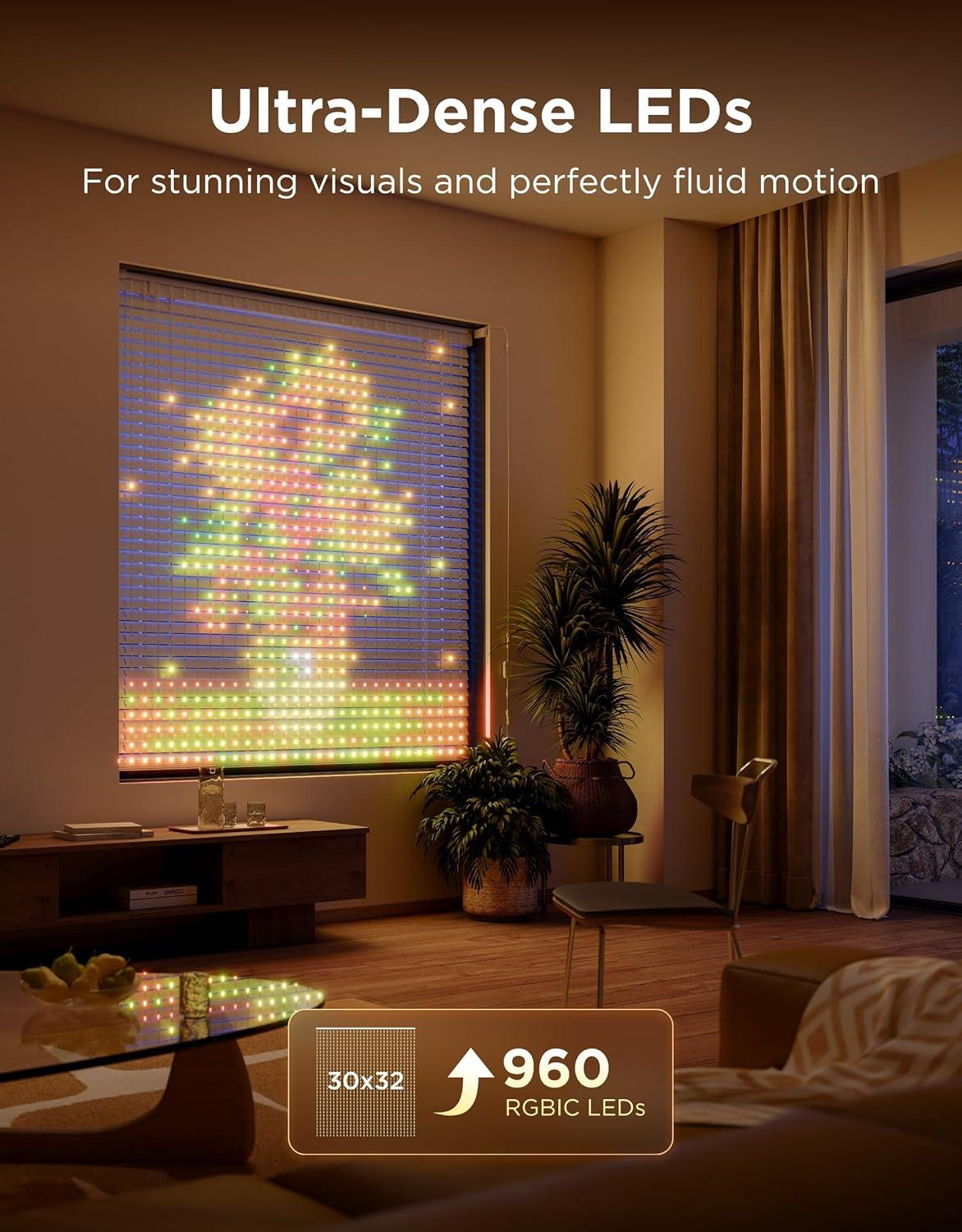 imageGovee Curtain Lights Pro Upgraded 960 LEDs Smart Color Changing LED Curtain Lights with AIGC Dynamic DIY String Lights for Bedroom Living Room Holiday Decor Outdoor IP67 Waterproof 541577ft