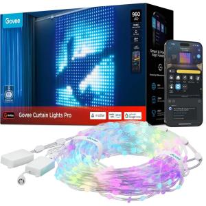imageGovee Curtain Lights Pro Upgraded 960 LEDs Smart Color Changing LED Curtain Lights with AIGC Dynamic DIY String Lights for Bedroom Living Room Holiday Decor Outdoor IP67 Waterproof 541577ft