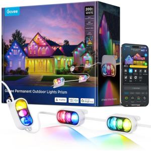 imageGovee Permanent Outdoor Lights Prism 100ft with 36 TripleColor Lighting Heads 100 Scene Modes Up to 60lm for Outdoor Decor IP68 Waterproof Works with Alexa Google Assistant ampamp Matter White200ft