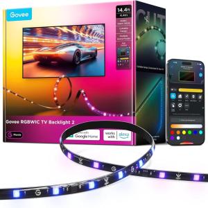 imageGovee TV LED Backlight 2 144ft Cuttable TV Lights for 3270 Inch TVs Color Changing RGBWIC LED Strips Lights with 210 Scene Modes ampamp Music Sync Smart APP and Voice Control Easy Install144ft