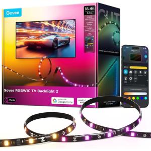 imageGovee TV LED Backlight 2 144ft Cuttable TV Lights for 3270 Inch TVs Color Changing RGBWIC LED Strips Lights with 210 Scene Modes ampamp Music Sync Smart APP and Voice Control Easy Install184ft