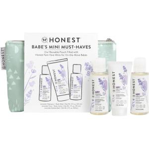 imageThe Honest Company Babes Mini Must Haves Gift Set  Travel Size Hypoallergenic Lavender Bathtime Essentials  Shampoo  Body Wash 2 fl oz Face  Body Lotion 1 fl oz Bubble Bath 2 fl oz
