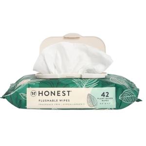imageThe Honest Company PlantBased Flushable Wipes  99 Water Hypoallergenic EWG Verified Safe to Flush  Fragrance Free 42 CountUnscented
