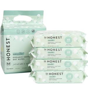 imageThe Honest Company 100 Organic Cotton Dry Wipes  Hypoallergenic for Sensitive Skin Dermatologist Tested Safe for Newborns  48 Count48 Count Pack of 4