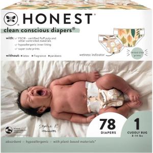 imageThe Honest Company Clean Conscious Diapers  PlantBased Sustainable  Fall 24 Limited Edition Prints  Club Box Size 3 1628 lbs 62 CountSize 1 78 Count