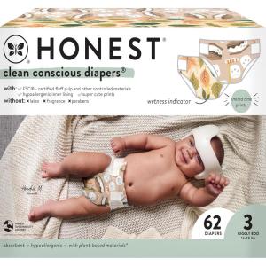 imageThe Honest Company Clean Conscious Diapers  PlantBased Sustainable  Fall 24 Limited Edition Prints  Club Box Size 3 1628 lbs 62 CountSize 3 62 Count