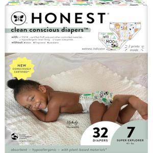 imageThe Honest Company Clean Conscious Diapers  PlantBased Sustainable  Limited Edition Prints  Club Box Size 6 35 lbs 40 CountBarnyard Babies  Its a Pawty