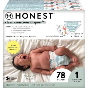 imageThe Honest Company Clean Conscious Diapers  PlantBased Sustainable  Limited Edition Prints  Club Box Size 6 35 lbs 40 CountDots  Dashes  Multicolored Giraffes