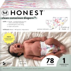 imageThe Honest Company Clean Conscious Diapers  PlantBased Sustainable  Limited Edition Prints  Club Box Size 6 35 lbs 40 CountRose Blossom  Tutu Cute