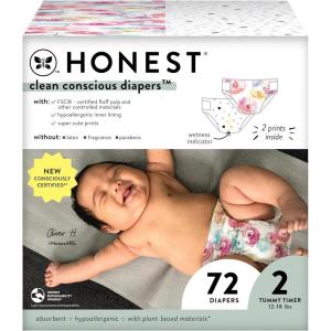 imageThe Honest Company Clean Conscious Diapers  PlantBased Sustainable  Limited Edition Prints  Club Box Size 6 35 lbs 40 CountYoung at Heart  Rose Blossom