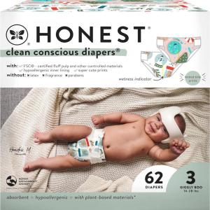 imageThe Honest Company Clean Conscious Diapers  PlantBased Sustainable  Winter 24 Limited Edition Prints  Club Box Size 3 1628 lbs 62 CountSize 3 62 Count