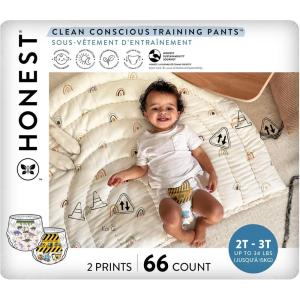 imageThe Honest Company Clean Conscious Training Pants  PlantBased Sustainable Diapers  Lets Color  See Me Rollin  Size 2T3T up to 34 lbs 66 CountRompin  Stompin  Diggin It