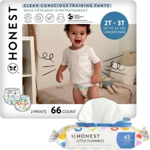 imageThe Honest Company Potty Training Bundle  PlantBased FragranceFree Toddler Flushable Wipes 42 Count  Size 2T3T Training Pants 66 Count up to 34 lbs  Lets Color  See Me Rollin