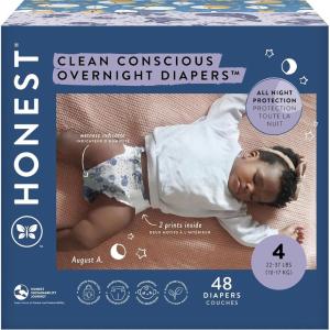 imageThe Honest Company Clean Conscious Overnight Diapers  PlantBased Sustainable  Cozy Cloud  Star Signs  Club Box Size 3 1628 lbs 52 CountSize 4