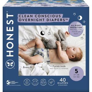 imageThe Honest Company Clean Conscious Overnight Diapers  PlantBased Sustainable  Cozy Cloud  Star Signs  Club Box Size 3 1628 lbs 52 CountSize 5