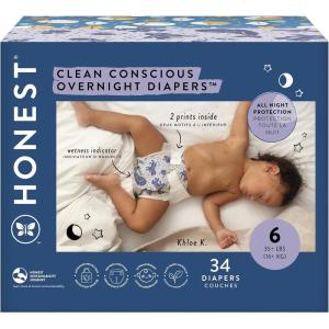 imageThe Honest Company Clean Conscious Overnight Diapers  PlantBased Sustainable  Cozy Cloud  Star Signs  Club Box Size 3 1628 lbs 52 CountSize 6