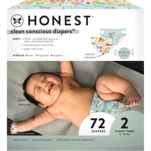 imageThe Honest Company Daytime Diapers for Sensitive Skin  Hypoallergenic Fragrance Free  Spring 25 Limited Edition Prints  Club Box Size 4 2237 lbs 54 CountSize 2 72 Count