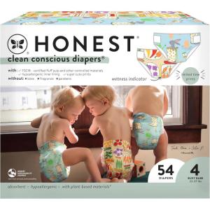 imageThe Honest Company Daytime Diapers for Sensitive Skin  Hypoallergenic Fragrance Free  Spring 25 Limited Edition Prints  Club Box Size 4 2237 lbs 54 CountSize 4 54 Count