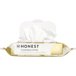 imageThe Honest Company Flushable Wipes for Sensitive Skin  Fragrance Free Hypoallergenic 99 Water Safe to Flush  Gilded Wings 42 Count