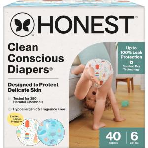 imageThe Honest Company Clean Conscious Diapers for Delicate Skin  Up to 100 Leakproof  Hypoallergenic Fragrance Free  Summer 25 Limited Edition Prints  Club Box Size 4 2237 lbs 54 CountSize 6 40 Count