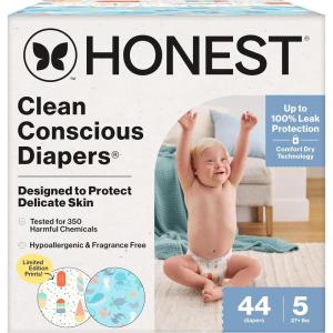 imageThe Honest Company Clean Conscious Diapers for Delicate Skin  Up to 100 Leakproof  Hypoallergenic Fragrance Free  Summer 25 Limited Edition Prints  Club Box Size 4 2237 lbs 54 CountSize 5 44 Count