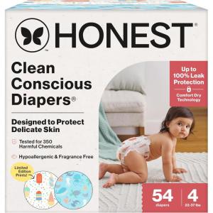 imageThe Honest Company Clean Conscious Diapers for Delicate Skin  Up to 100 Leakproof  Hypoallergenic Fragrance Free  Summer 25 Limited Edition Prints  Club Box Size 4 2237 lbs 54 CountSize 4 54 Count