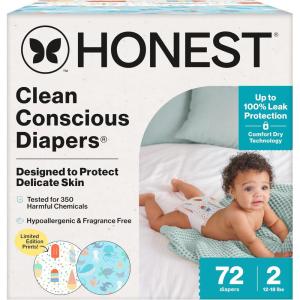 imageThe Honest Company Clean Conscious Diapers for Delicate Skin  Up to 100 Leakproof  Hypoallergenic Fragrance Free  Summer 25 Limited Edition Prints  Club Box Size 4 2237 lbs 54 CountSize 2 72 Count