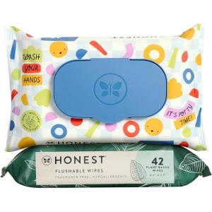 imageThe Honest Company Family Flushables Bundle for Sensitive Skin  Adult Flushable Wipes 42 Count  Toddler Flushable Wipes 42 Count  Fragrance Free Hypoallergenic 99 Water Safe to Flush